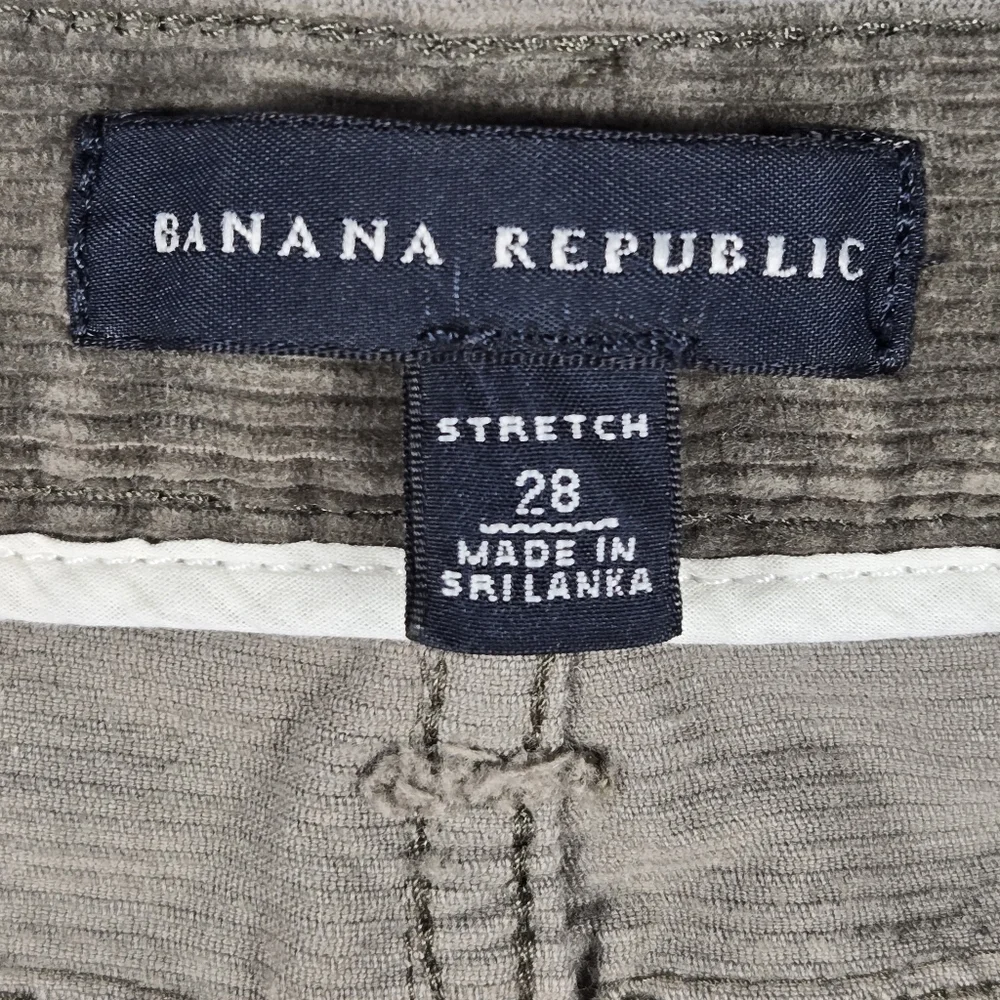 Banana Republic Olive Green Taupe Skinny Stretch Corduroy Pants Mens Size 28